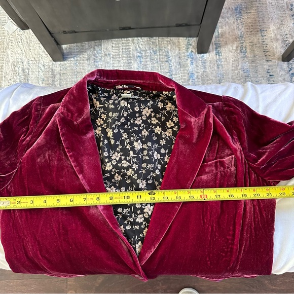 Sundance Silk Blend Boho Velvet Blazer Raspberry Pink Floral Lined Size 6 - Picture 12 of 14
